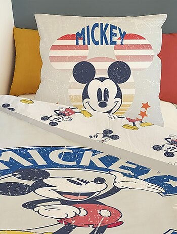 Housse de couette Mickey Mouse Disney 140x200 cm - 100% Coton - Gris