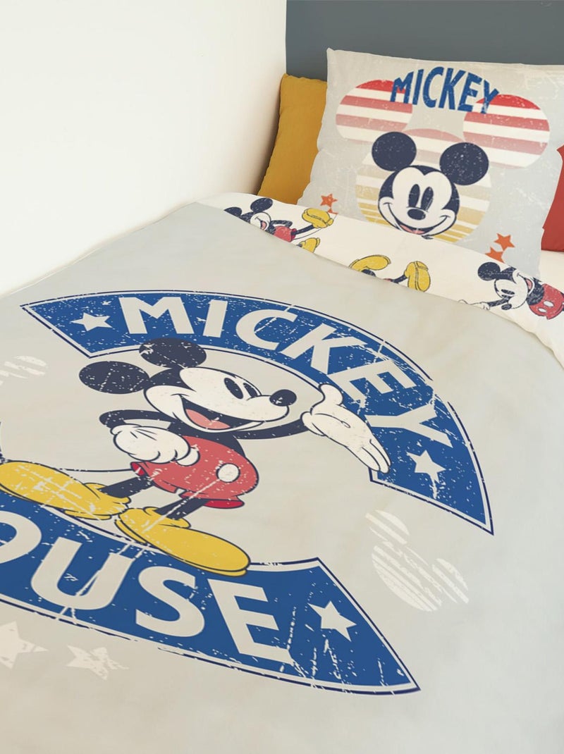 Housse de couette Mickey Mouse Disney 140x200 cm - 100% Coton - Gris Gris - Kiabi