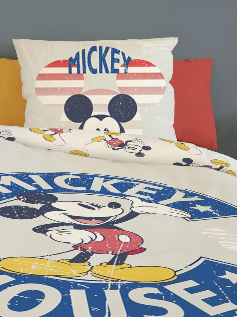 Housse de couette Mickey Mouse Disney 140x200 cm - 100% Coton - Gris Gris - Kiabi