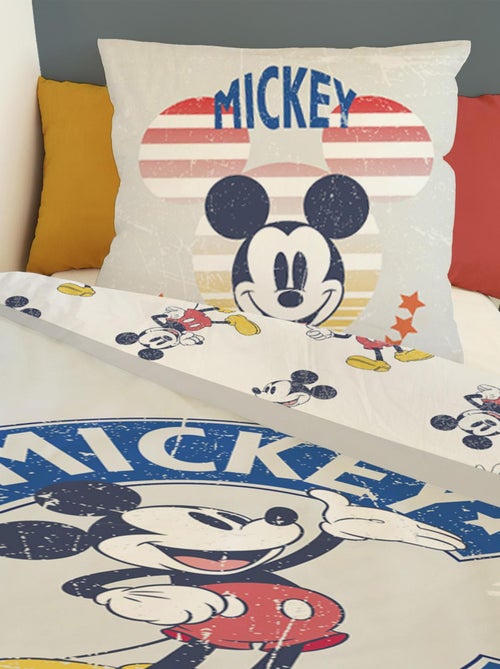 Housse de couette Mickey Mouse Disney 140x200 cm - 100% Coton - Gris - Kiabi
