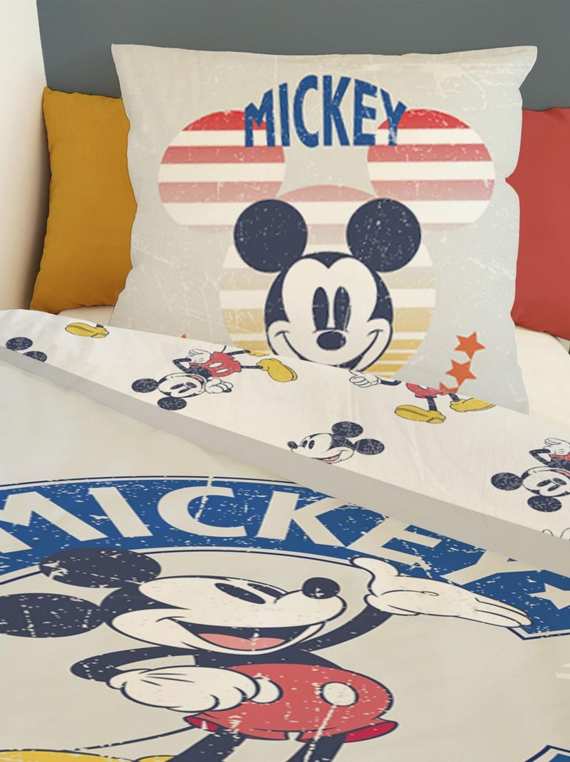 Housse de couette Mickey Mouse Disney 140x200 cm - 100% Coton - Gris Gris - Kiabi