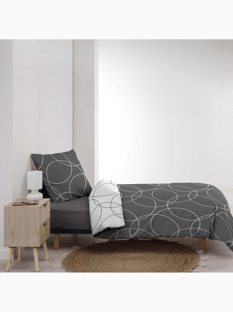 Housse de couette microfibre  Elton + taie(s) Gris - Kiabi