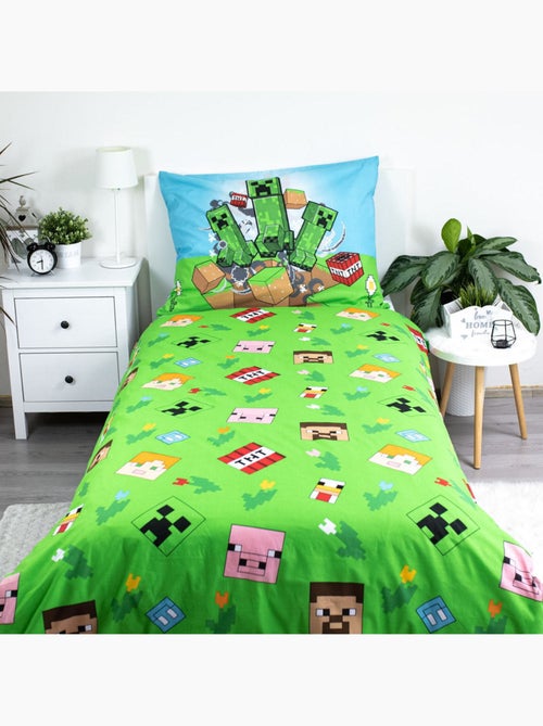 Housse de Couette Minecraft Joueurs 140x200 cm avec taie - Parure de lit enfant - Kiabi