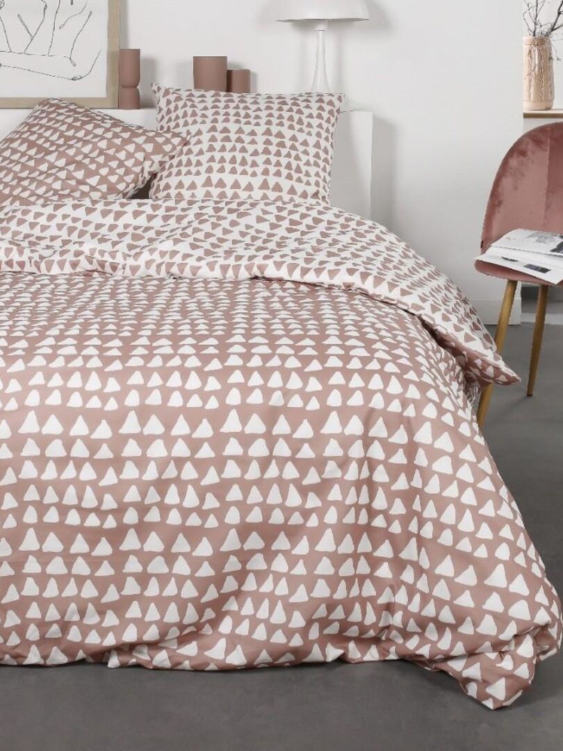 Parure De Lit Finca - Housse De Couette + Taies - Percale Coton 80 Fils - Imprimé Floral Vert Et Rose - 8