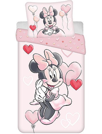 Housse de Couette Minnie Coeur 140x200 cm - Coton - Parure de lit enfant