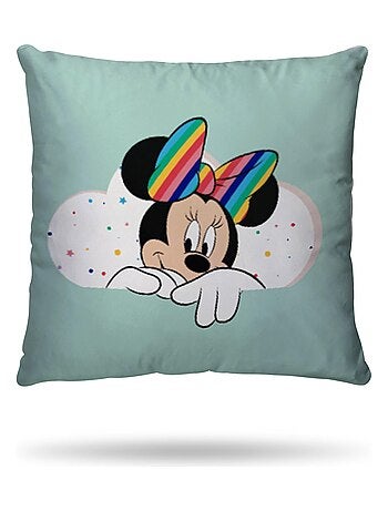 Housse de couette Minnie Disney Arc-en-ciel 140x200 cm - 100% Coton - Vert d'eau