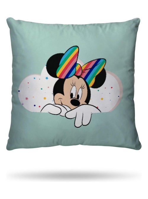 Housse de couette Minnie Disney Arc-en-ciel 140x200 cm - 100% Coton - Vert d'eau - Kiabi