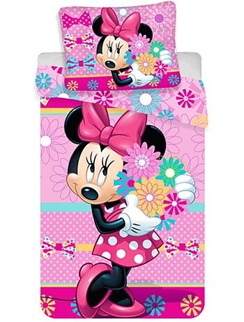 Housse de Couette Minnie Fleurs 140x200 cm + taie - Parure coton enfant