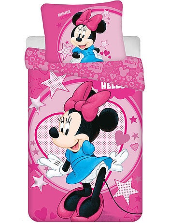 Housse de Couette Minnie Hello 140x00 cm + Taie d'oreiller - Parure de lit enfant