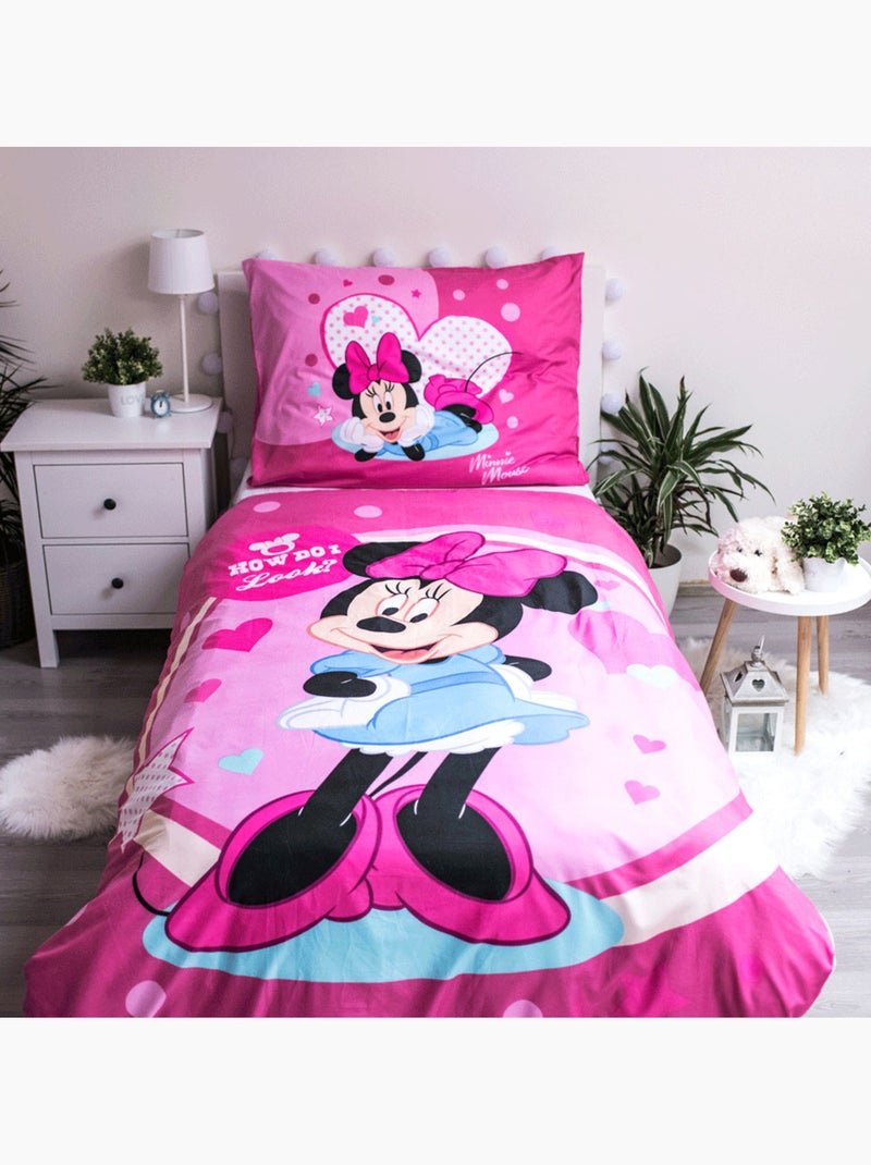 Housse de Couette Minnie How Do I Look 140x200 cm avec taie - Parure de lit enfant Rose - Kiabi
