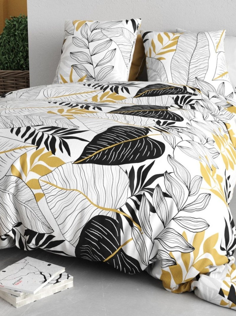 Housse de couette MOANA + 2 taies coton 57 fils Blanc - Kiabi
