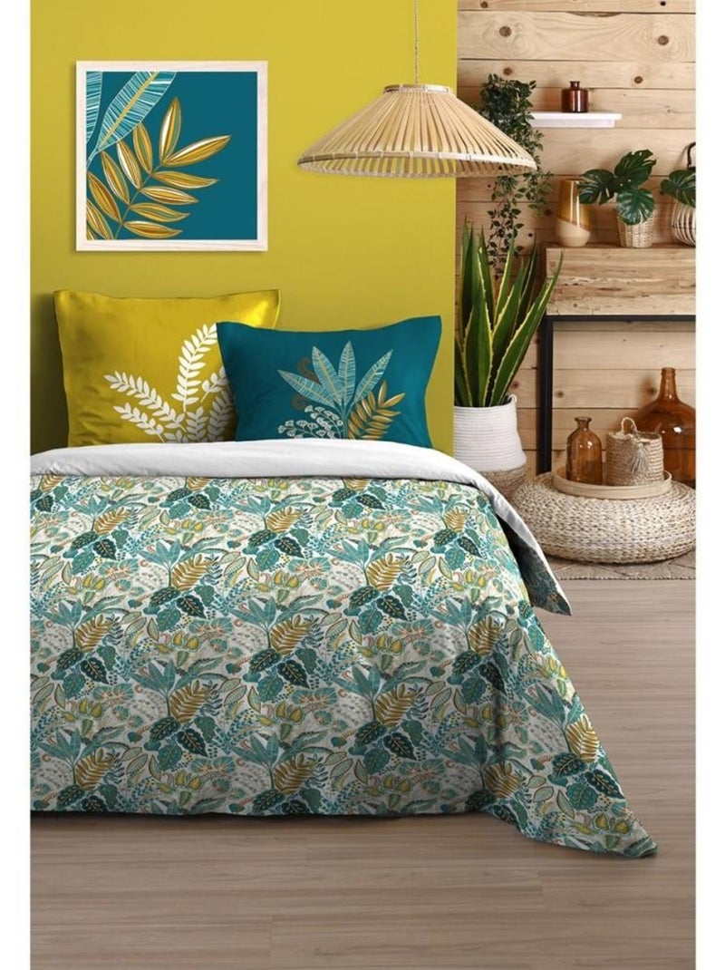 Housse de couette  Mozambique + taie(s) coton 57 fils Bleu - Kiabi