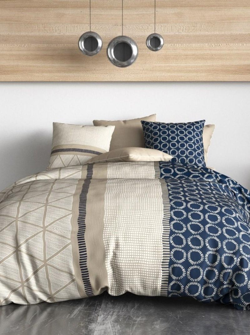 Housse de couette  Nairobi + taie(s) coton 57 fils Beige - Kiabi