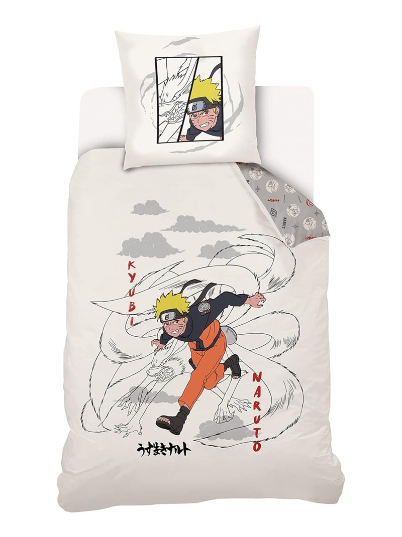 Housse de couette Naruto & Kyubi 140x200 cm - 100% Coton - Ecru Beige - Kiabi