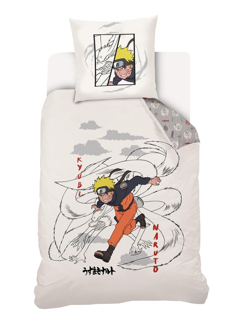 Housse de couette Naruto & Kyubi 140x200 cm et taie d'oreiller - 100% Coton Beige - Kiabi