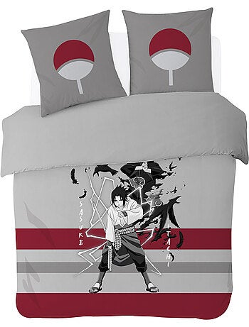 Housse de couette Naruto Sasuke & Itachi 220x240 cm - 100% Coton - Gris/Rouge
