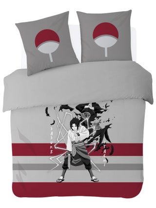 Housse de couette Naruto Sasuke & Itachi 220x240 cm - 100% Coton - Gris/Rouge