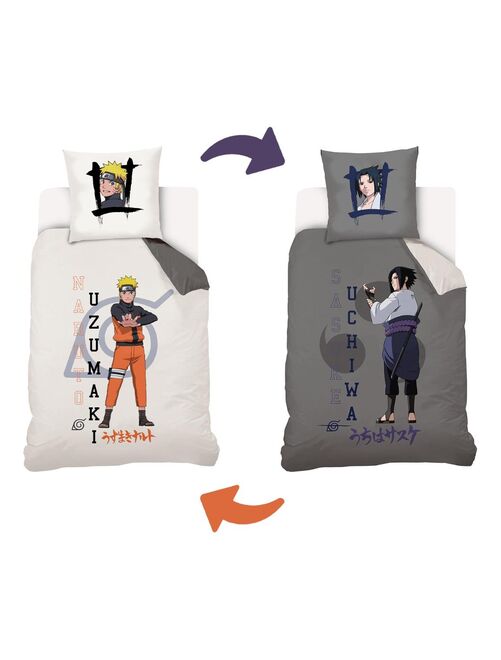 Housse de couette Naruto Shippuden Naruto & Sasuke 140x200 cm - 100% Coton - Kiabi