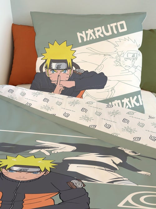 Housse de couette Naruto Uzumaki 140x200 cm - 100% Coton - Vert - Kiabi