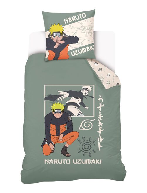 Housse de couette Naruto Uzumaki 140x200 cm et taie d'oreiller - 100% Coton - Kiabi