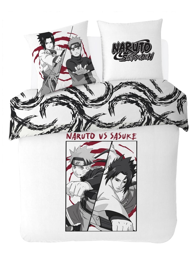 Housse de couette Naruto vs Sasuke 200x200 cm - 100% Coton Blanc - Kiabi