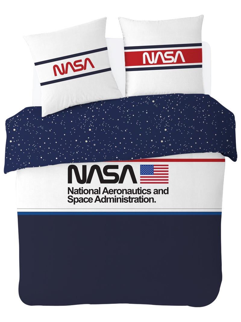 Housse de couette NASA Starlight 220x240 cm - 100% Coton Bleu - Kiabi