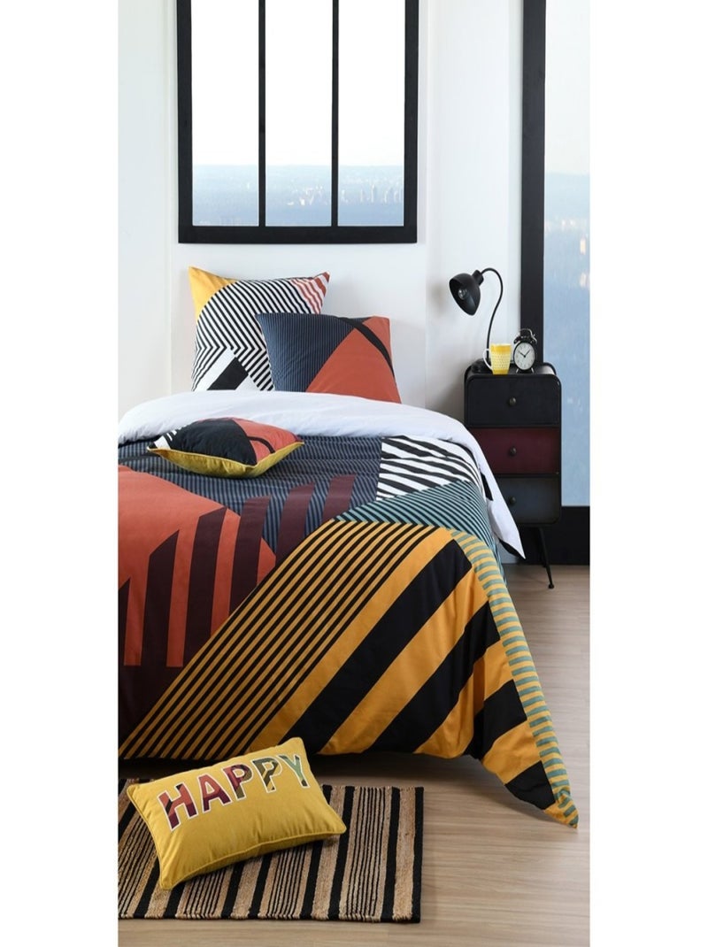 Housse de couette  Nashville + taie(s) coton 57 fils Bleu - Kiabi