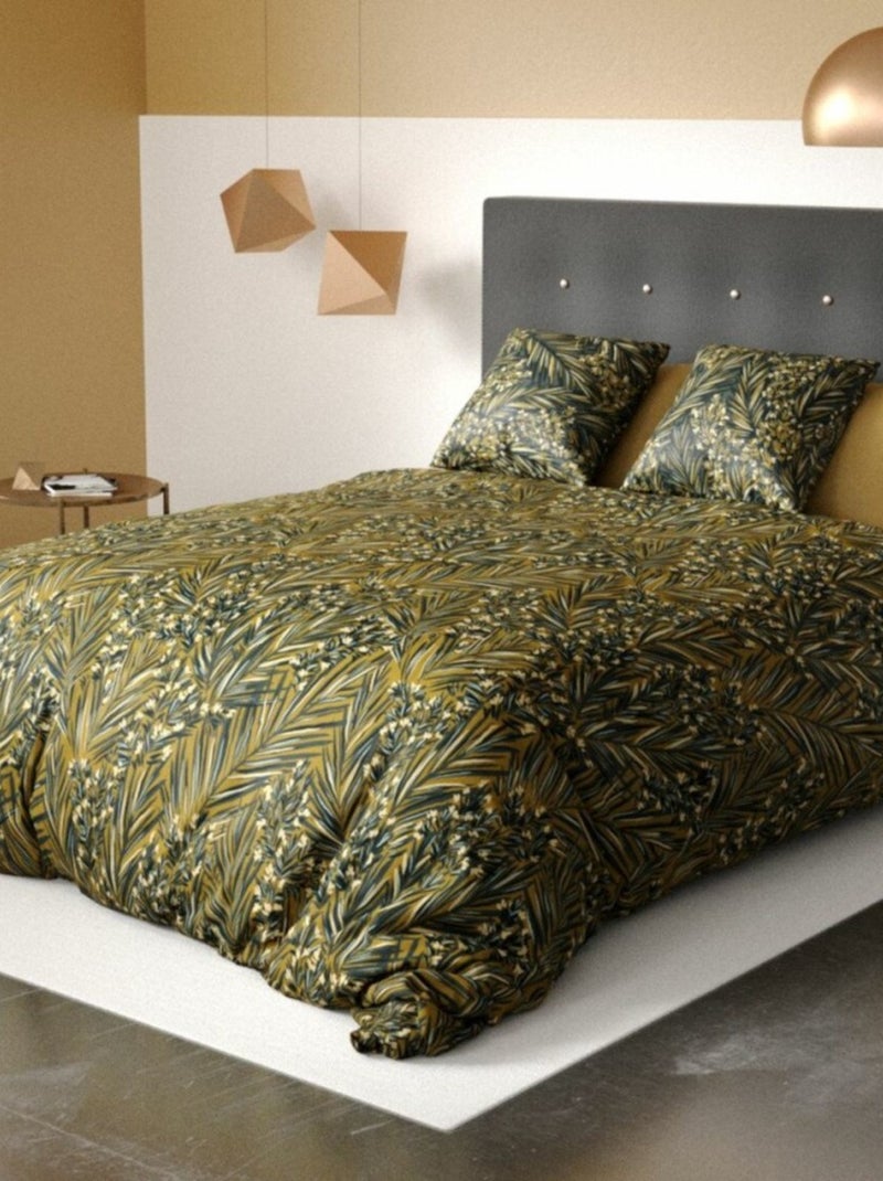 Housse de couette NAVA + 2 taies coton Bio 57 fils/cm2 Vert - Kiabi