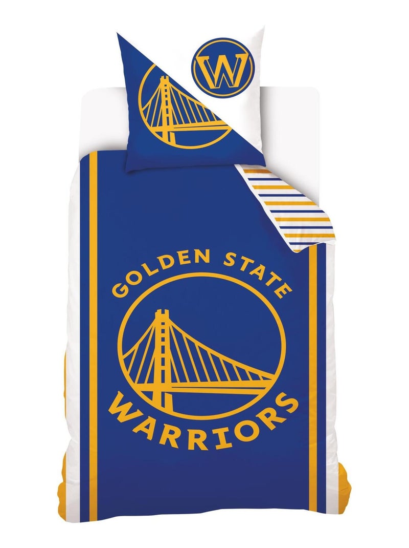 Housse de couette NBA Golden State Warriors 140x200 cm - 100% Coton - Bleu Bleu - Kiabi