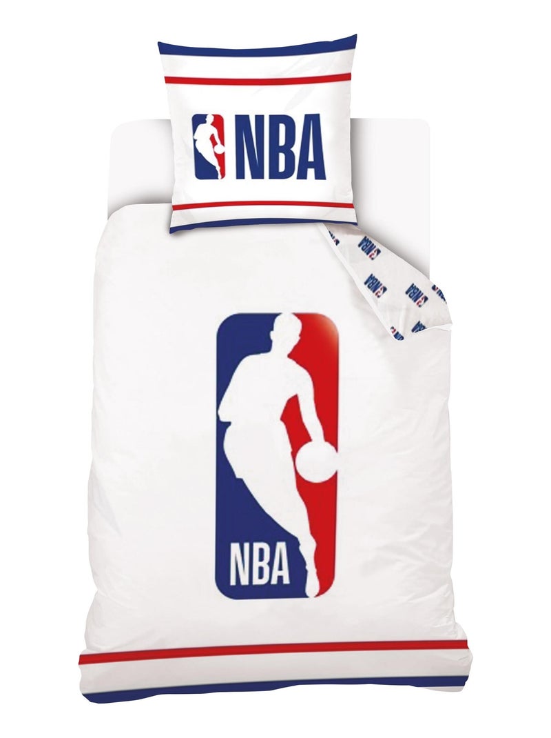 Housse de couette NBA logo 140x200 cm et taie d'oreiller - 100% Coton Blanc - Kiabi