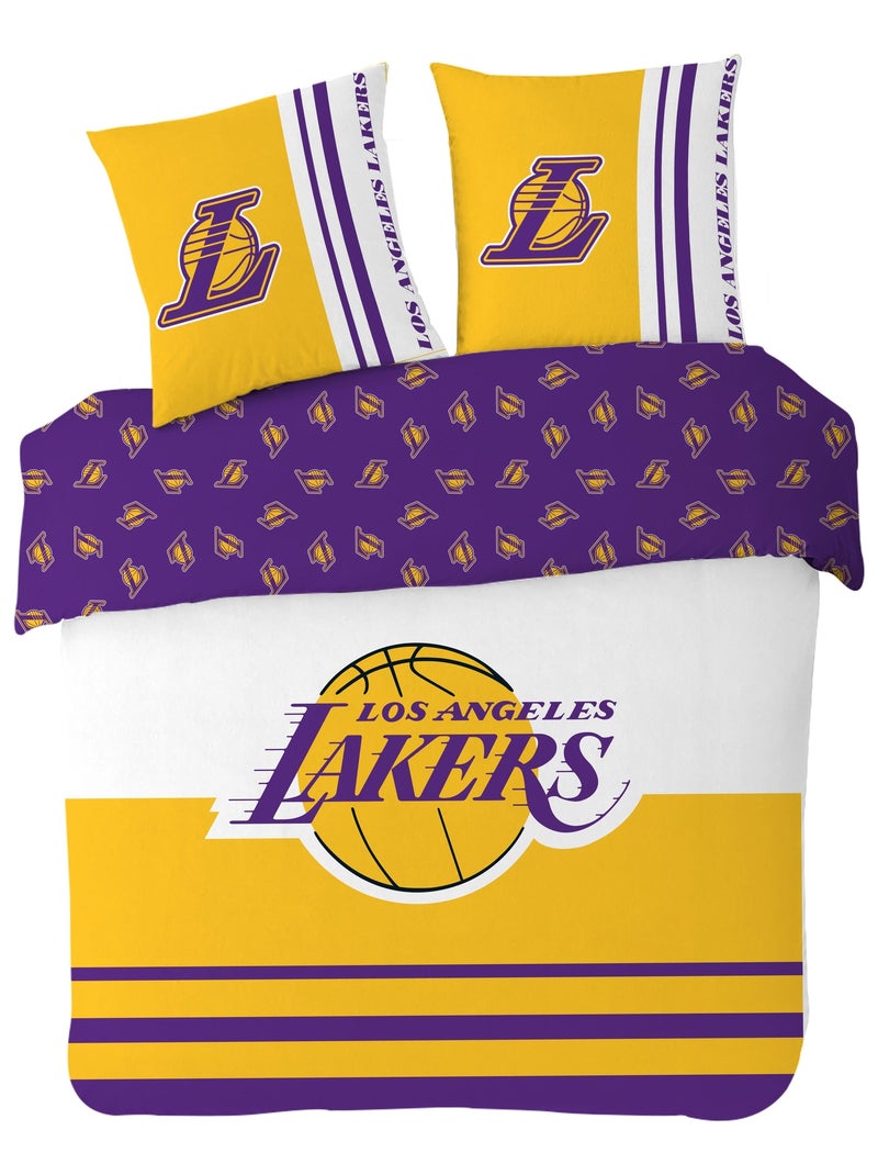 Housse de couette NBA Los Angeles Lakers 220x240 cm - 100% Coton - Jaune Jaune - Kiabi