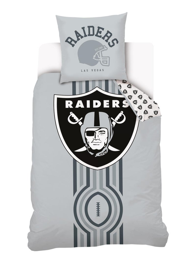 Housse de couette NFL Los Angeles Raiders 140x200 cm - 100% Coton Gris - Kiabi