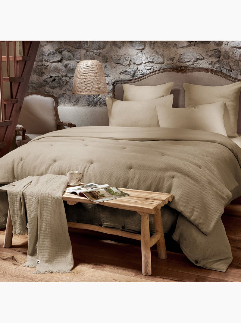 Housse de couette nid d'abeille Terre de Nuit Maya Beige - Kiabi