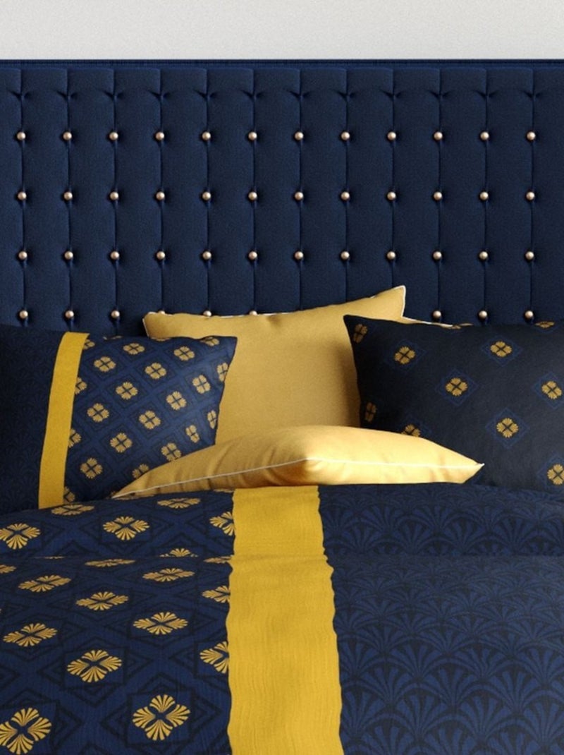 Housse de couette NIL + 2 taies coton 57 fils Bleu - Kiabi