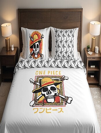Housse de couette One Piece logo Luffy 2 personnes - 100% Coton