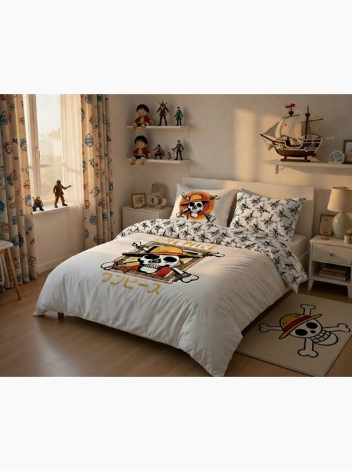 Housse de couette One Piece logo Luffy 2 personnes - 100% Coton - Kiabi