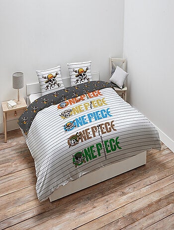 Housse de couette One Piece logo marinière 2 personnes - 100% Coton