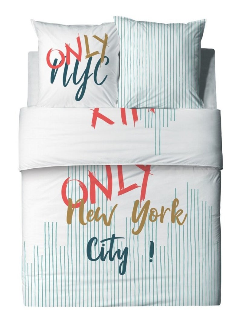 Housse de couette ONLY + 2 taies coton 57 fils Blanc - Kiabi