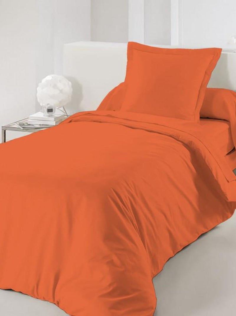 Housse de couette Orange 140 x 200 cm / 100% Coton / 57 Fils/cm² pour lit 1 place Orange - Kiabi