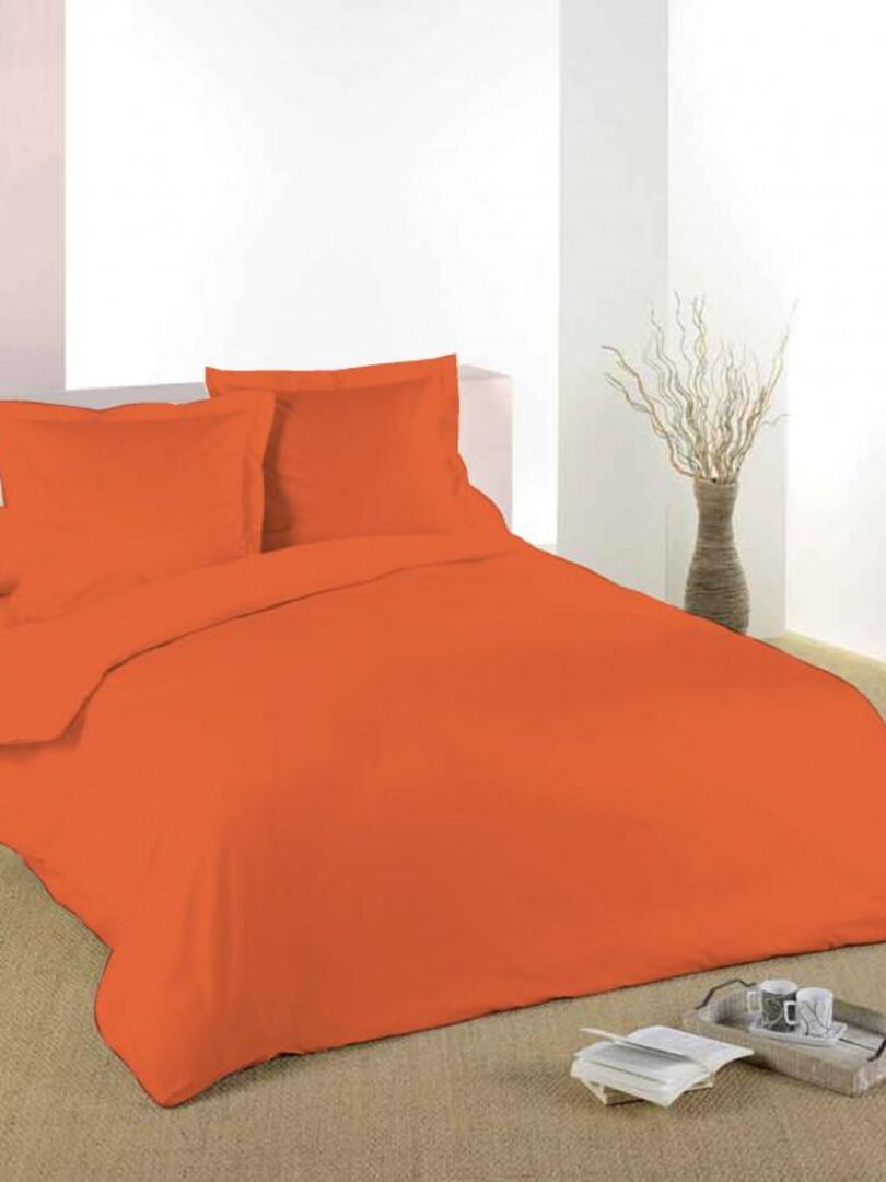 Housse De Couette Orange 260 X 240 Cm / 100% Coton / 57 Fils/cm² Pour Lit 2 Places "king Size" Orange - Kiabi