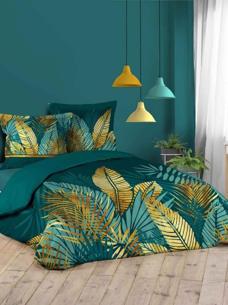 Housse de couette  Ornella + 2 taies coton Bleu - Kiabi