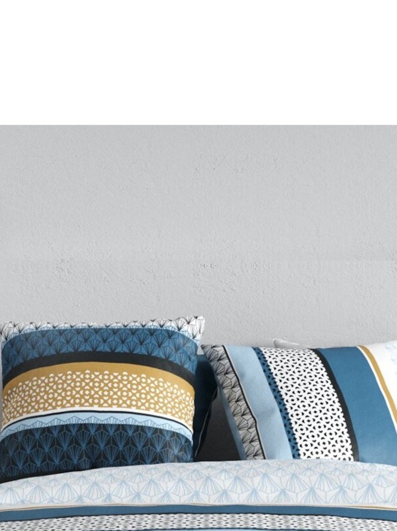 Housse de couette OSIS + 2 taies coton 57 fils Bleu - Kiabi