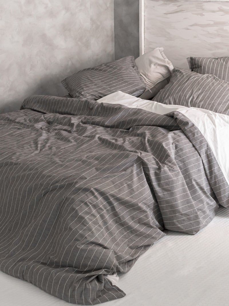 Housse de couette Oxford "Happyfriday" Gris - Kiabi