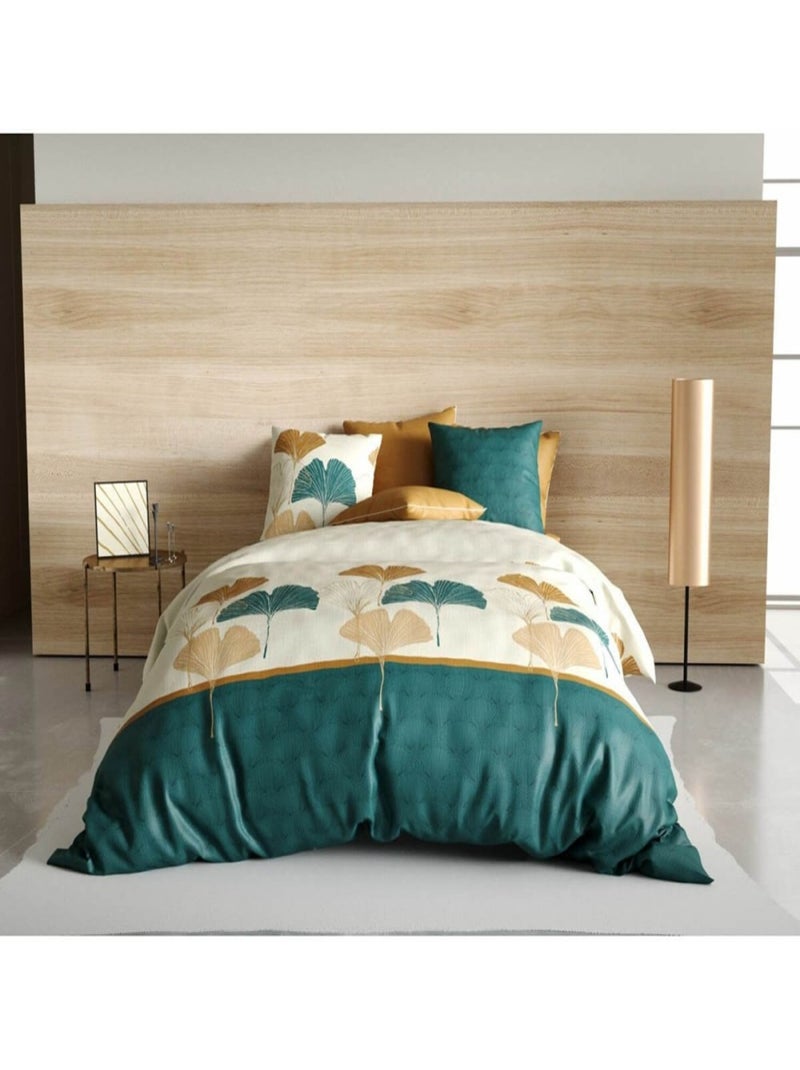 Housse de couette  Pagode + 2 taies 100% coton 57 fils Vert - Kiabi