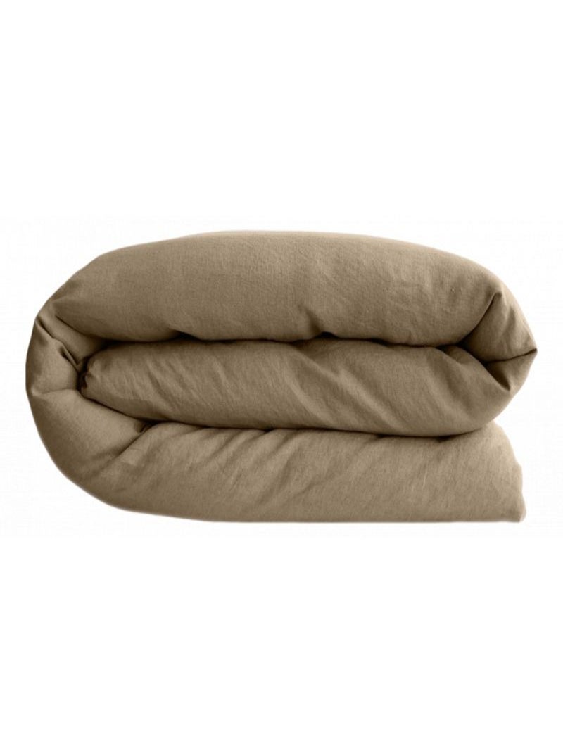 Housse de couette Palace 100% coton teint lavé Vent du sud - Palace Camel - Housse de couette 200 x Gris taupe - Kiabi