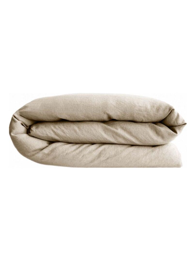 Housse de couette Palace 100% coton teint lavé Vent du sud Beige sable - Kiabi