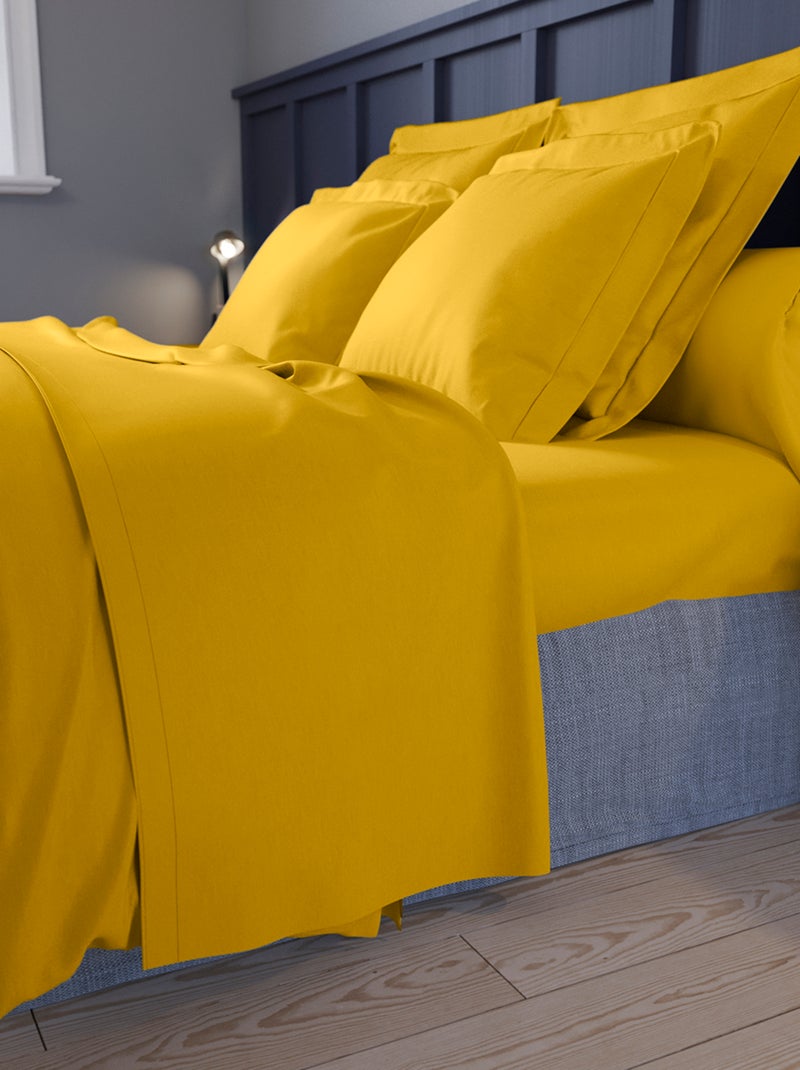 Housse de couette Partition Satin de coton    - DODO Jaune moutarde - Kiabi