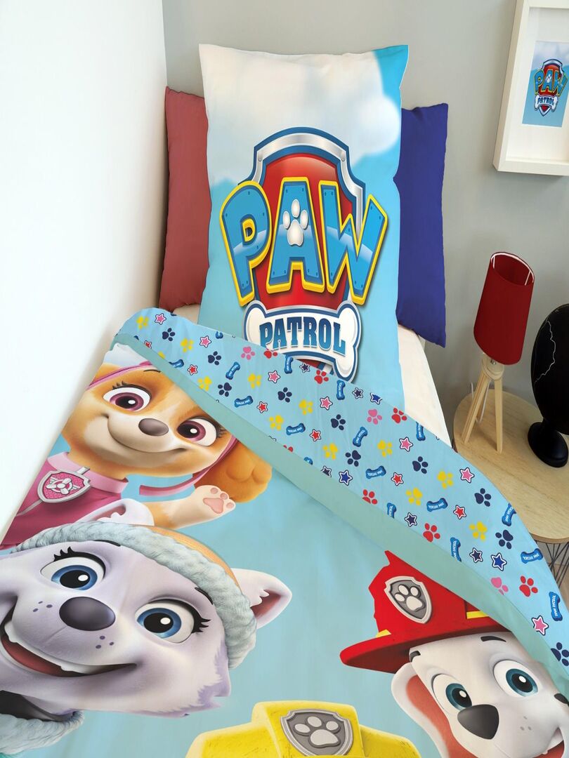Housse de couette Pat Patrouille 140x200 cm - Polycoton - Bleu - Bleu