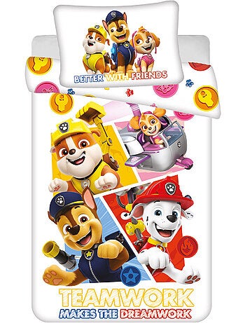 Housse de Couette Pat Patrouille Teamwork 100x135 cm + Taie - 100% Coton