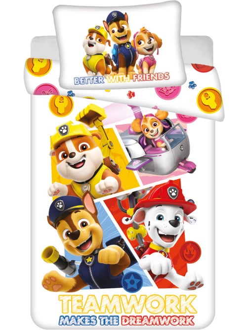 Housse de Couette Pat Patrouille Teamwork 100x135 cm + Taie - 100% Coton - Kiabi Housse de Couette Pat Patrouille Teamwork 100x135 cm + Taie - 100% Coton - Kiabi